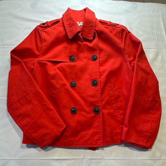 Gap Jacket Womens Medium Red Orange Cotton Double Breasted Button Peacoat EUC - Picture 2 of 8